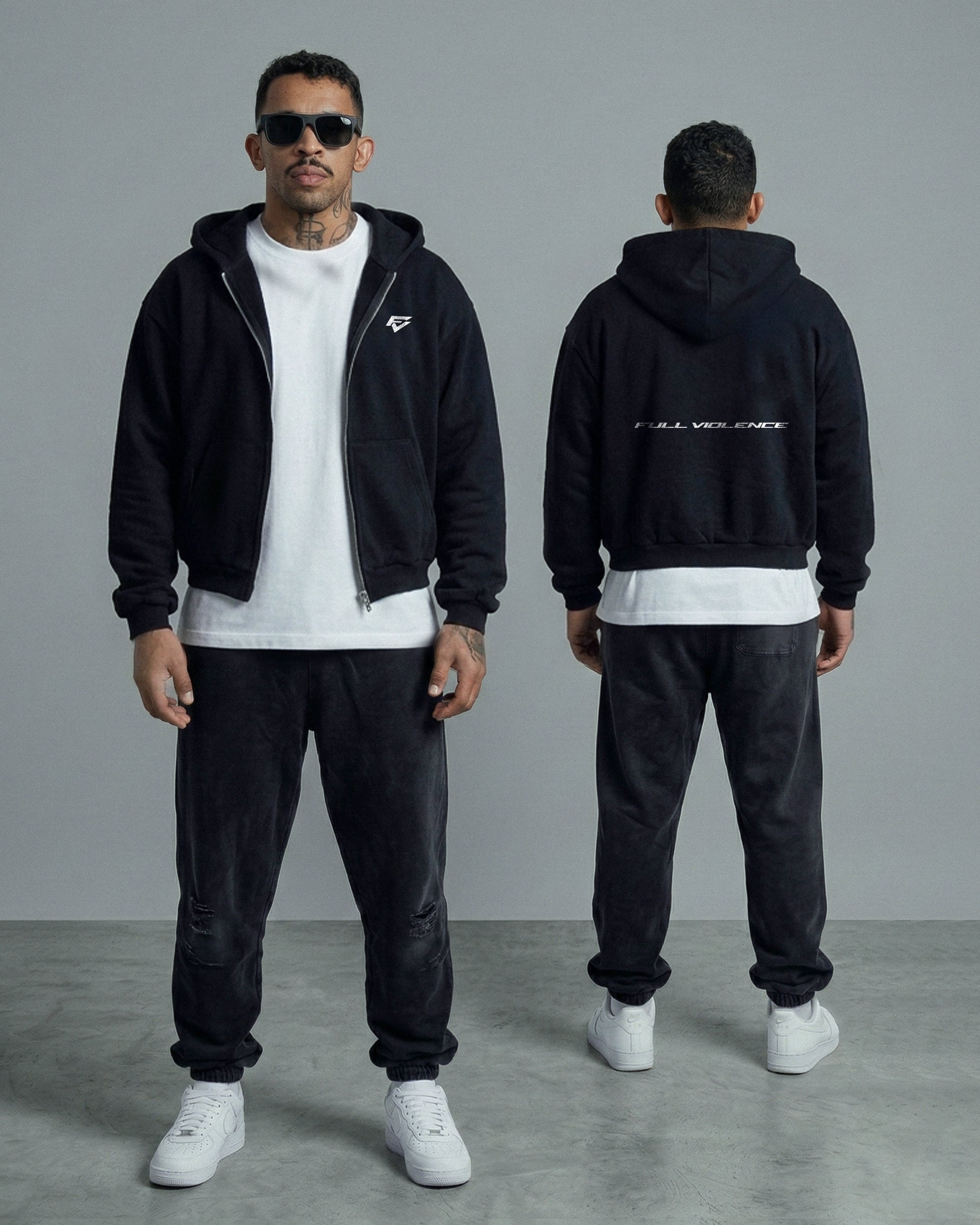 FV 3M Cropped Zip Hoodie - Black