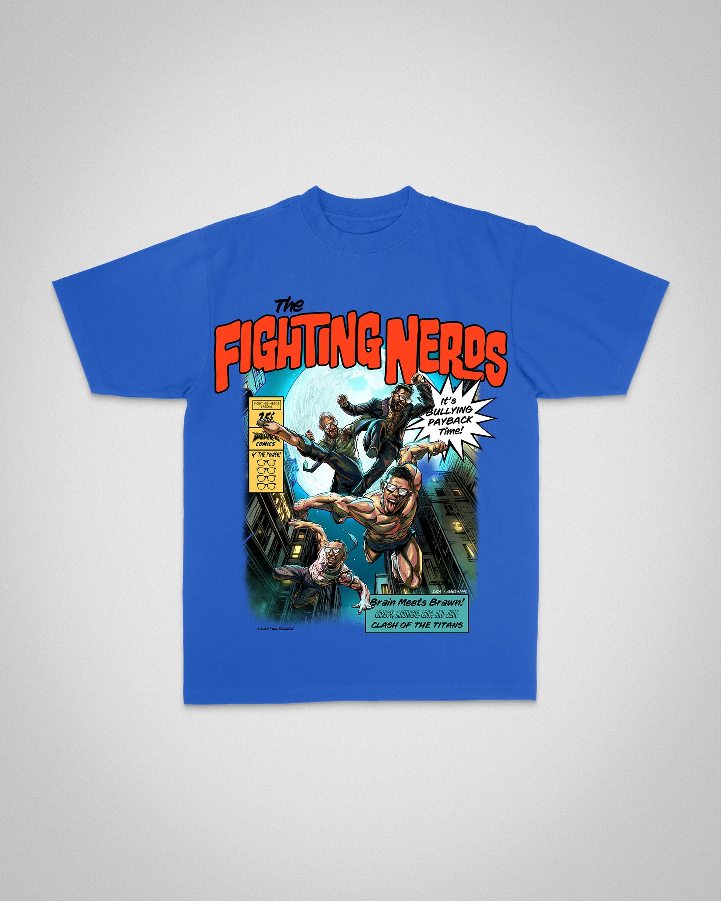 The Fighting Nerds Comic Book "Classic" Tee in Royal Blue