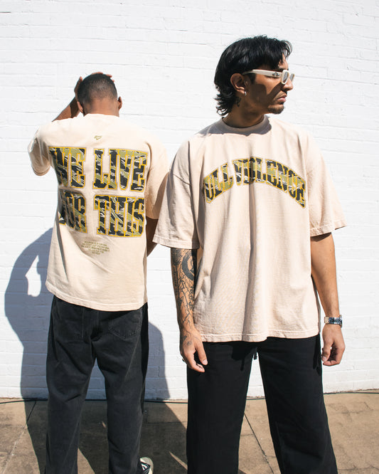 We Live for This Camo Tan "Premium" Tee in Beige