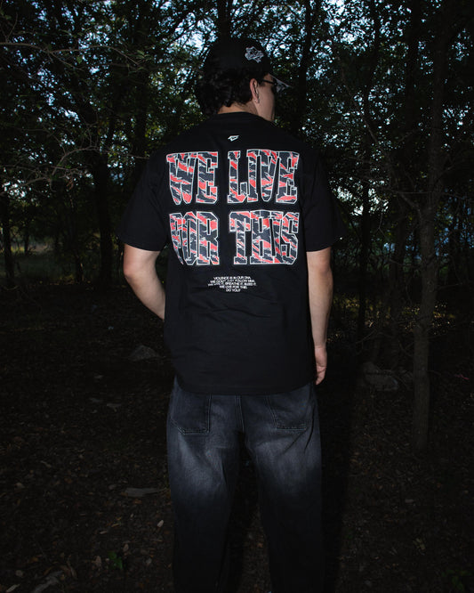 We Live for This Camo Red "Classic" Tee in Black