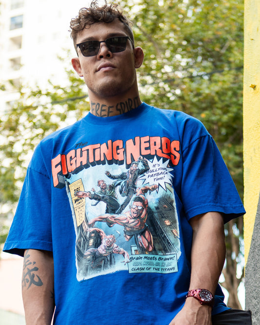 The Fighting Nerds Comic Book "Classic" Tee in Royal Blue
