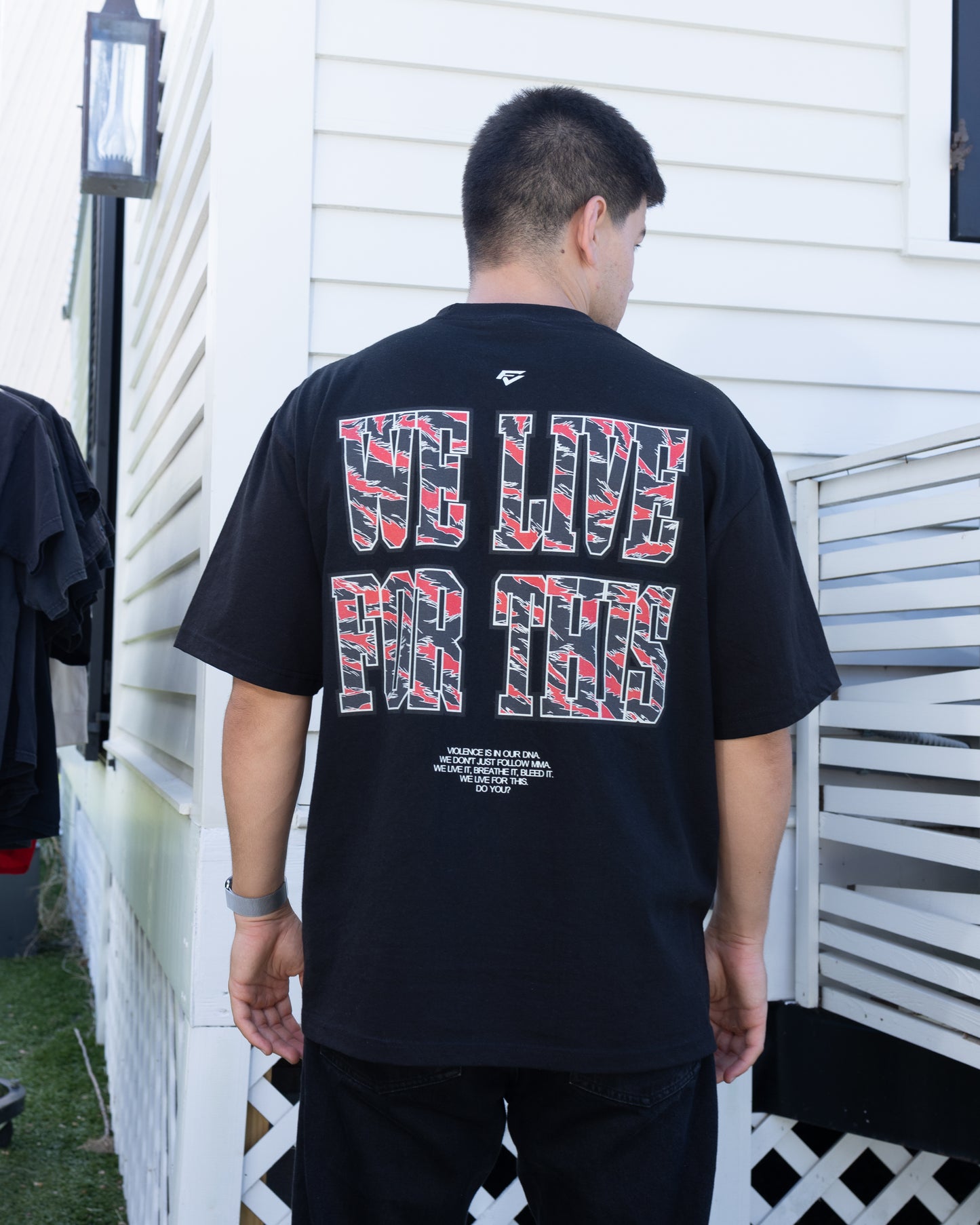 We Live for This Camo Red "Classic" Tee in Black