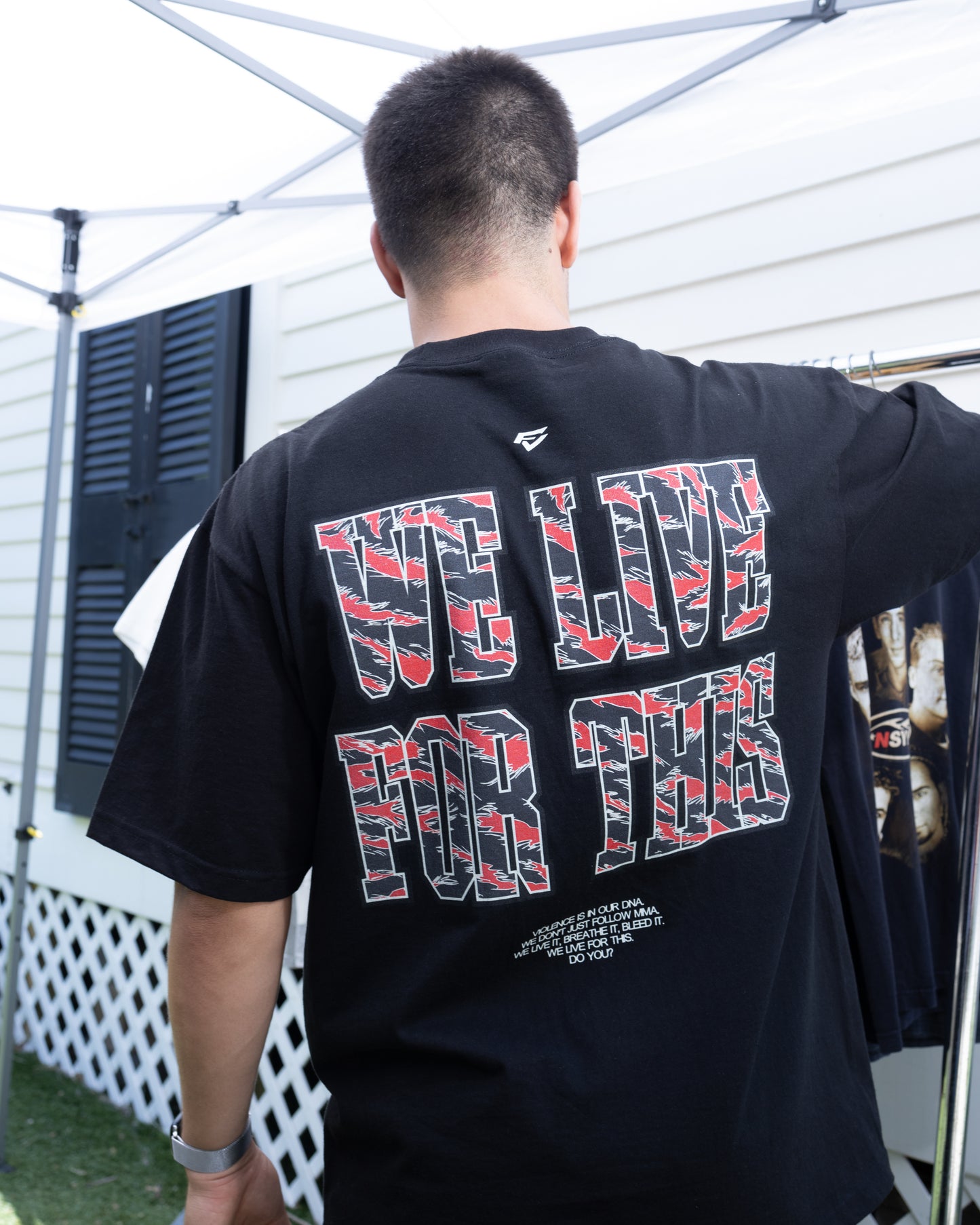 We Live for This Camo Red "Classic" Tee in Black